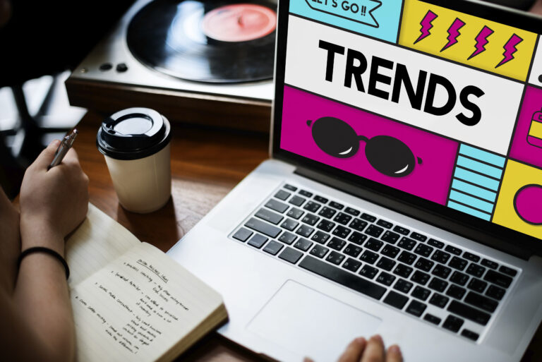 'trends' display on a laptop screen