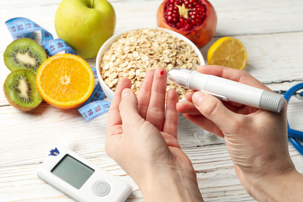checking diabetes and food in background